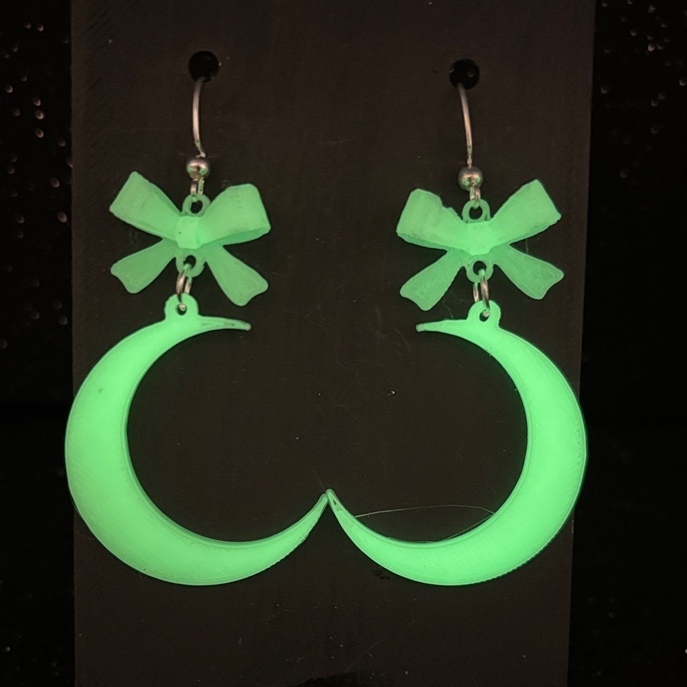 Glow in the Dark Crescent Moon Earrings